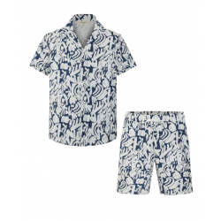FRILIVIN - Shirt + Shorts Set Blue_White