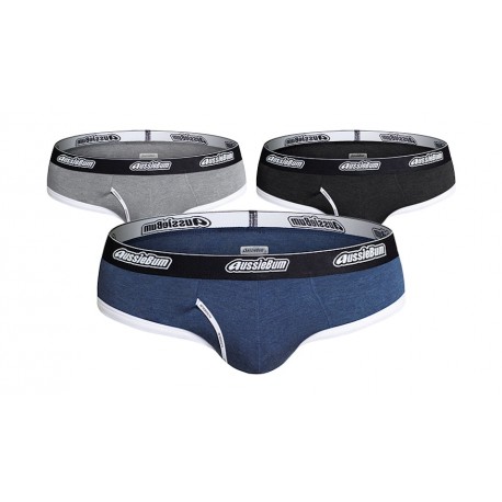 Aussiebum - Essential Bamboo Briefs Grey + Navy + Black