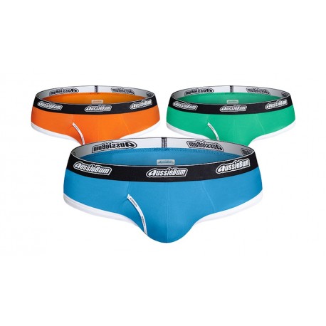 Aussiebum - Essential Bamboo Briefs Orange + Green + Blue