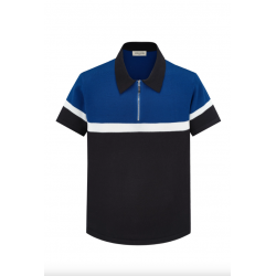 FRILIVIN - T-shirt polo en maille à zip bicolore