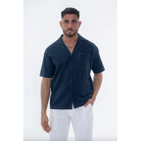 FRILIVIN - Chemise d'été minimaliste Navy