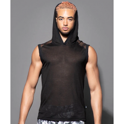 Andrew Christian - City Mesh Burnout Sleeveless Hoodie