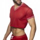 Addicted - SLAM V-NECK CROP TOP Red+Navy