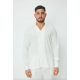 Frilivin - Chemise blanche effet lin à manches longues