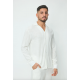 Frilivin - Chemise blanche effet lin à manches longues