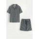 FRILIVIN - Beachwear set Shirt + Plants Blue Stripes