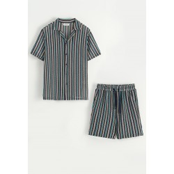 FRILIVIN - Beachwear set Shirt + Plants Blue Stripes