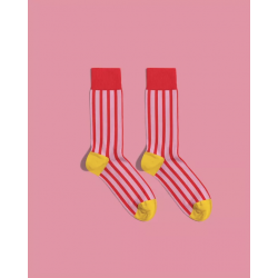 Banana Socks - Red Stripes Socks / Pink Socks
