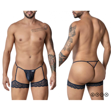 Candyman - Garter Lace Thongs Color Navy