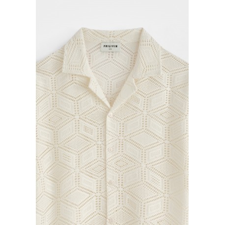 FRILIVIN - Chemise perforée Blanc cassé