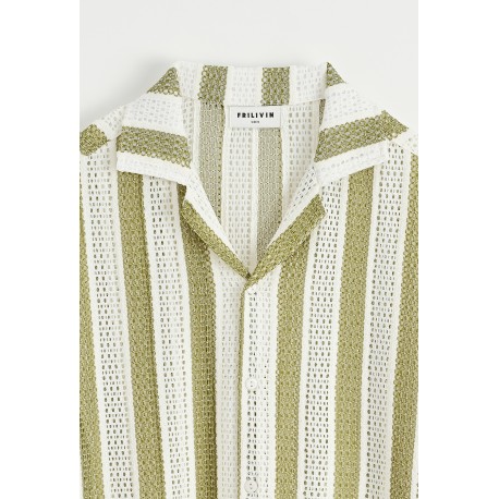 FRILIVIN - Chemise blanche avec bandes vertes