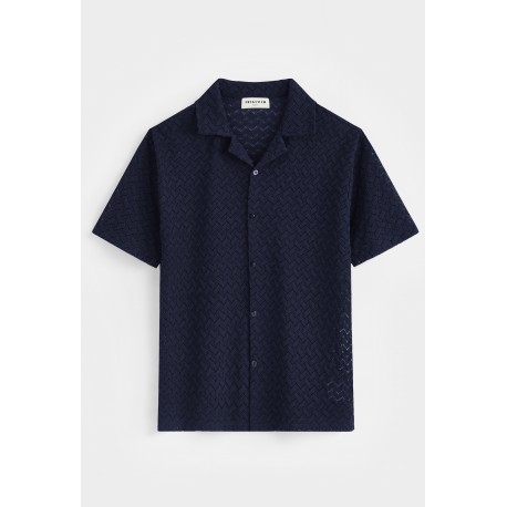 FRILIVIN - Chemise Bleu marine ajourée