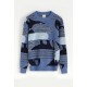 FRILIVIN - Pull Bleu effet patchwork