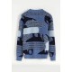 FRILIVIN - Pull Bleu effet patchwork